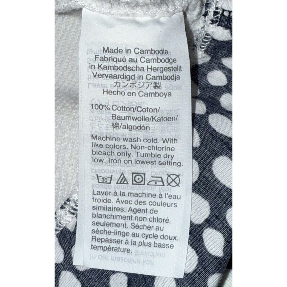 J. Crew Size Lg. 100% Cotton Sweatshirt Woven Hem in Ivory Oncilla Polka Dots - Picture 7 of 7